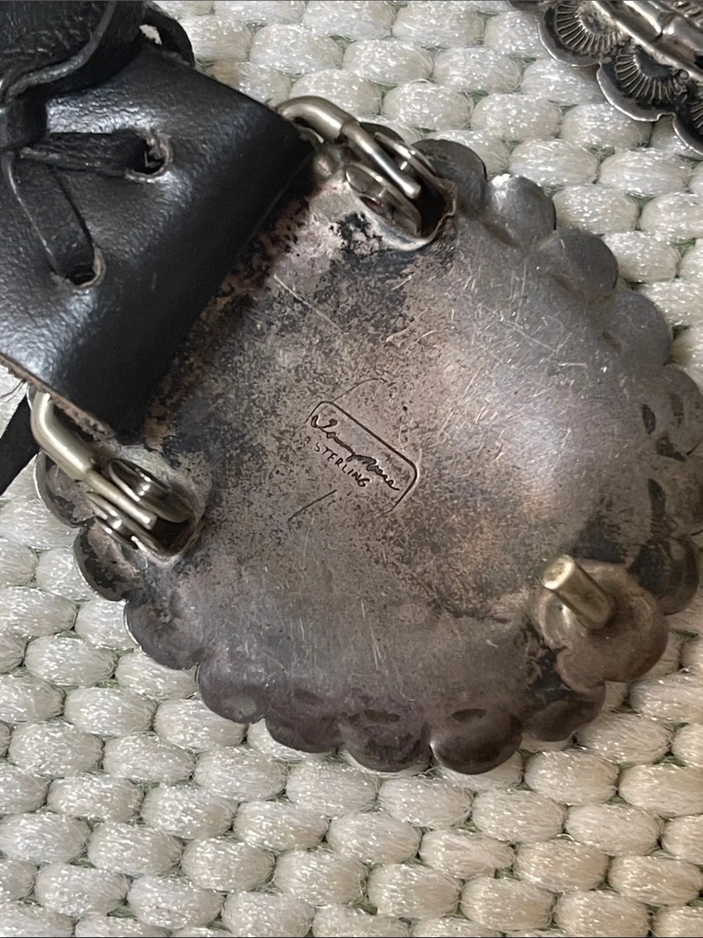 TOMMY MOORE STERLING  Turquoise Concho Leather Belt
